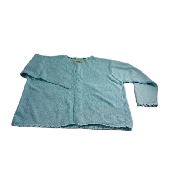 Vtg Extra Shenanigans Cardigan Sweater Women’s 1X  Baby Blue Fish Embroidered - Picture 2 of 16